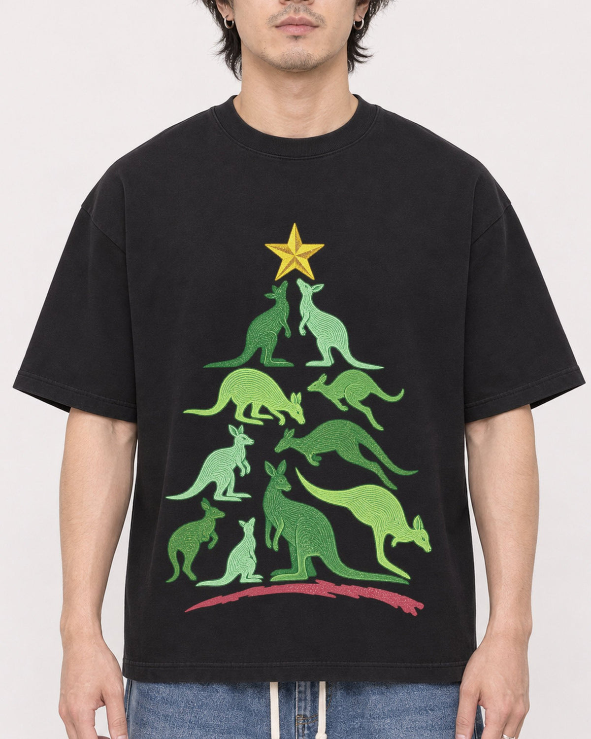 Mockup Boxy Heavyweight Tee Black male close-up 03