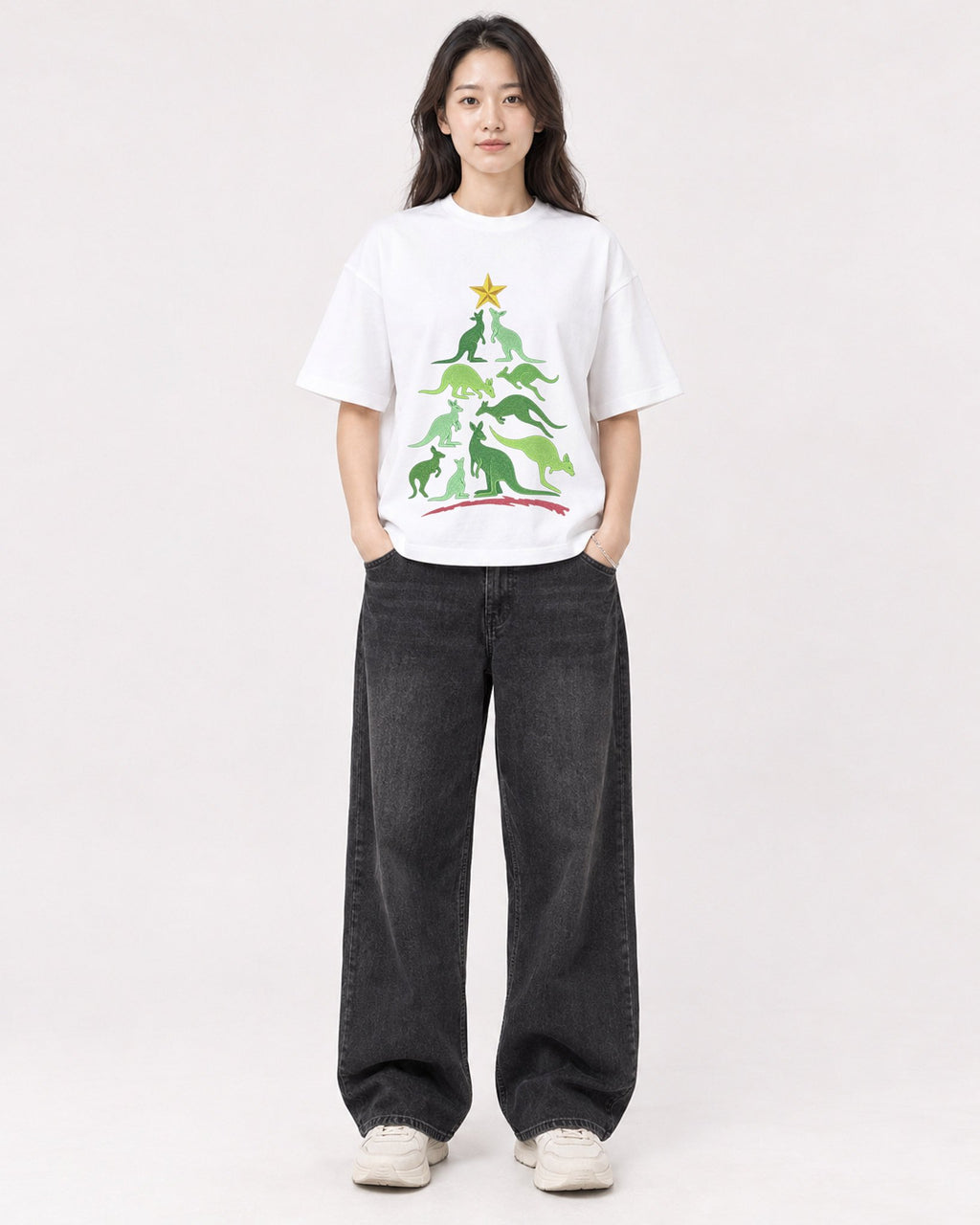 Mockup Boxy Heavyweight Tee White female full-body 03