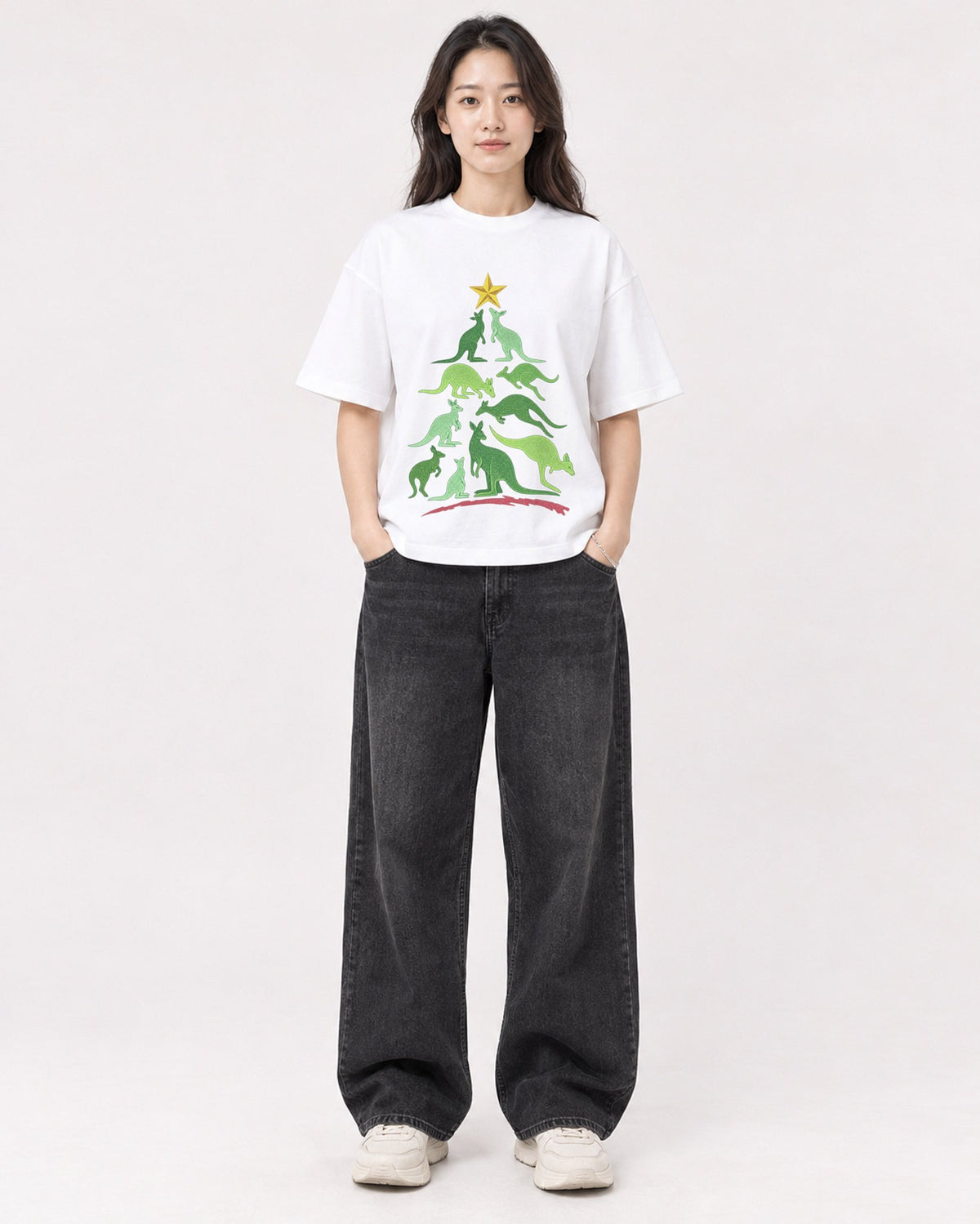 Mockup Boxy Heavyweight Tee White female full-body 03