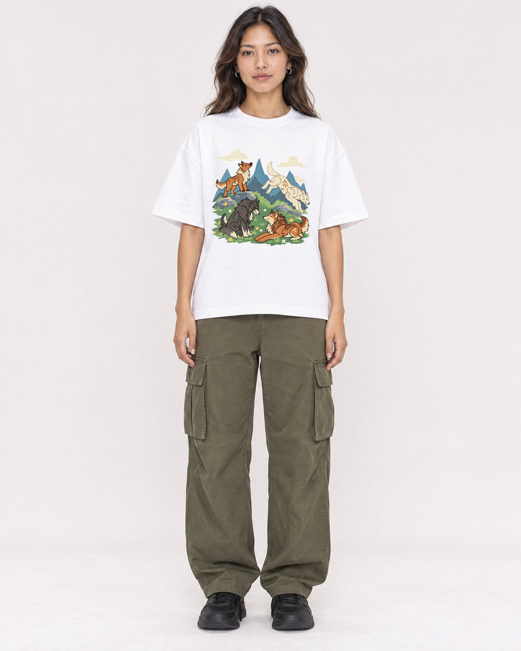 Mockup Boxy Heavyweight Tee White female full-body 02