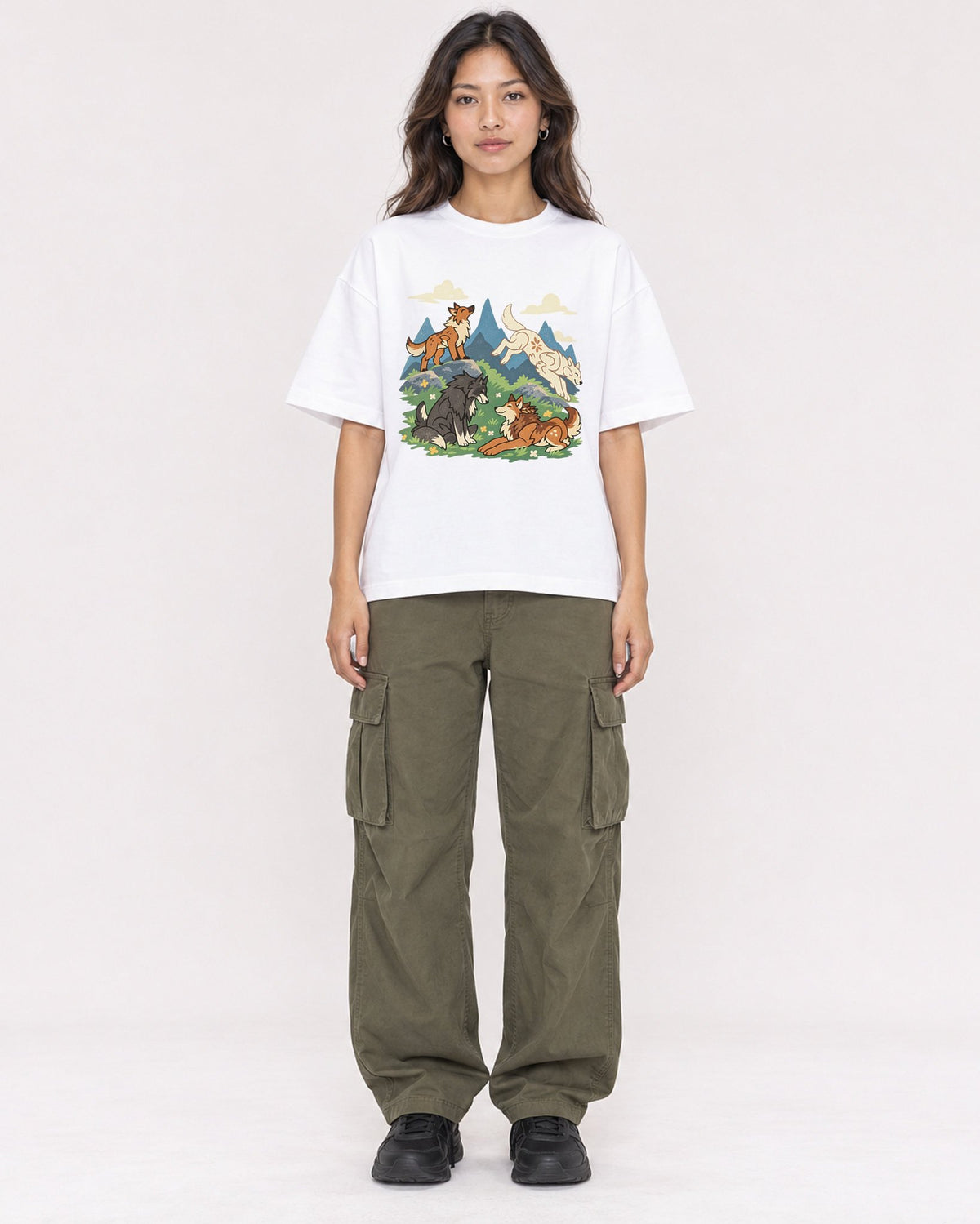 Mockup Boxy Heavyweight Tee White female full-body 02