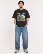 Mockup Boxy Heavyweight Tee Black male full-body 02