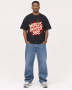 Mockup Boxy Heavyweight Tee Black male full-body 14