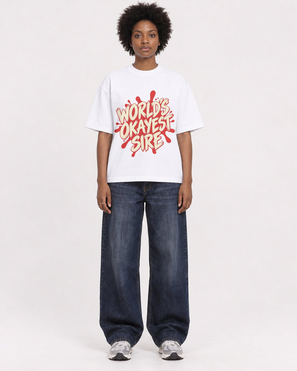 Mockup Boxy Heavyweight Tee White female full-body 14