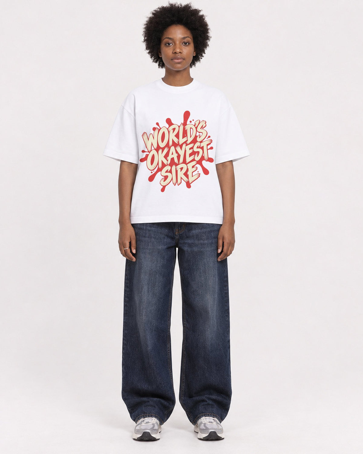 Mockup Boxy Heavyweight Tee White female full-body 14