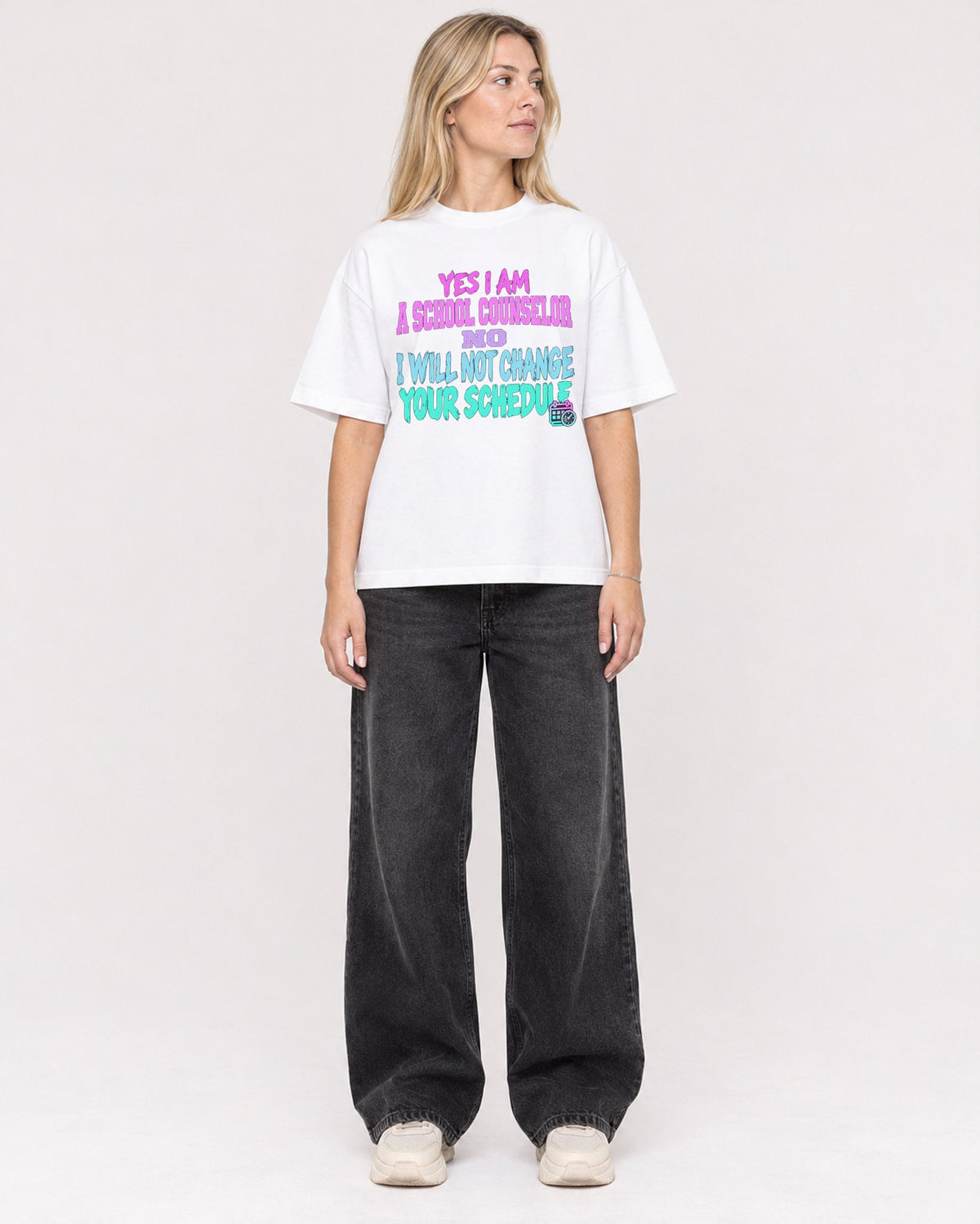 Mockup Boxy Heavyweight Tee White female full-body 08