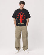 Mockup Boxy Heavyweight Tee Black male full-body 48