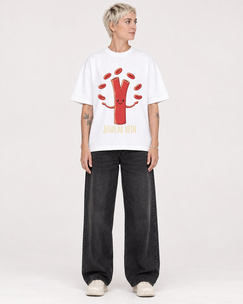 Mockup Boxy Heavyweight Tee White female full-body 48