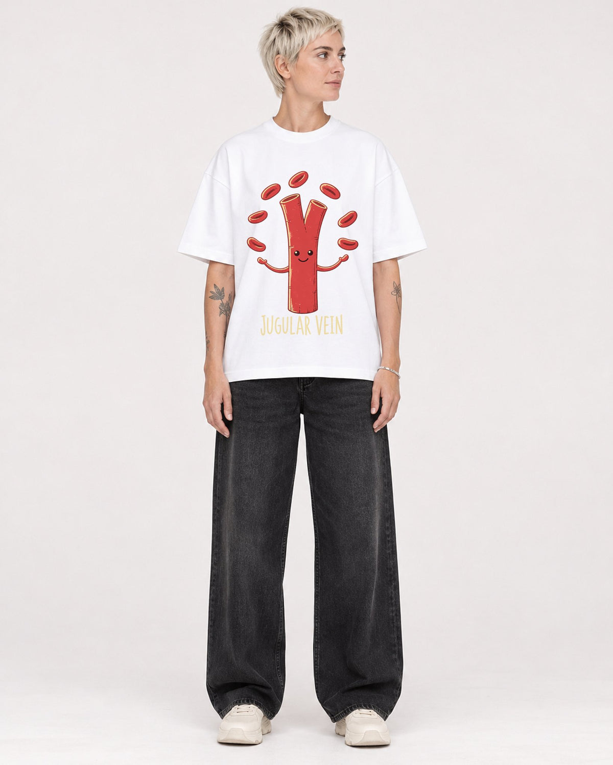 Mockup Boxy Heavyweight Tee White female full-body 48