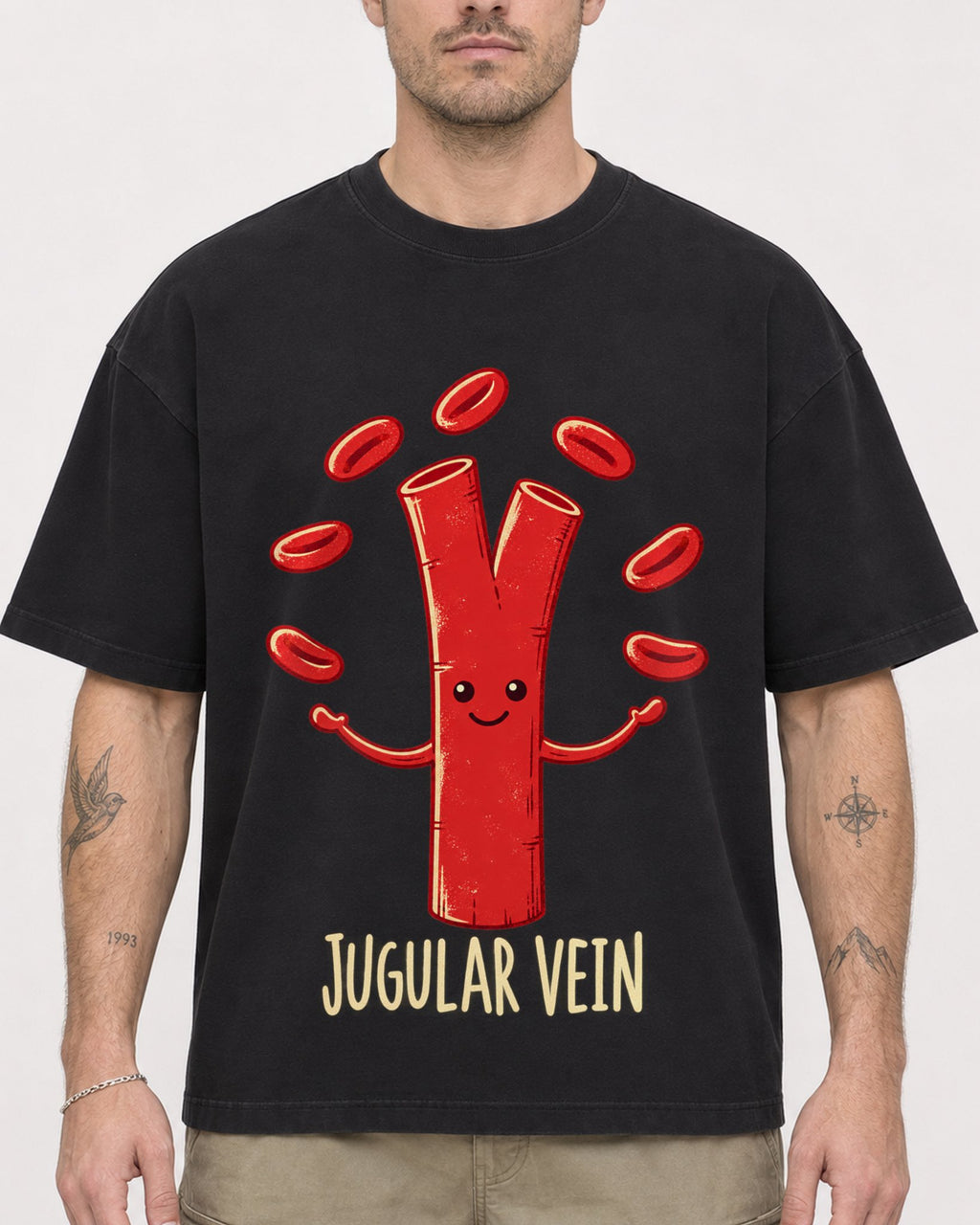 Mockup Boxy Heavyweight Tee Black male close-up 48