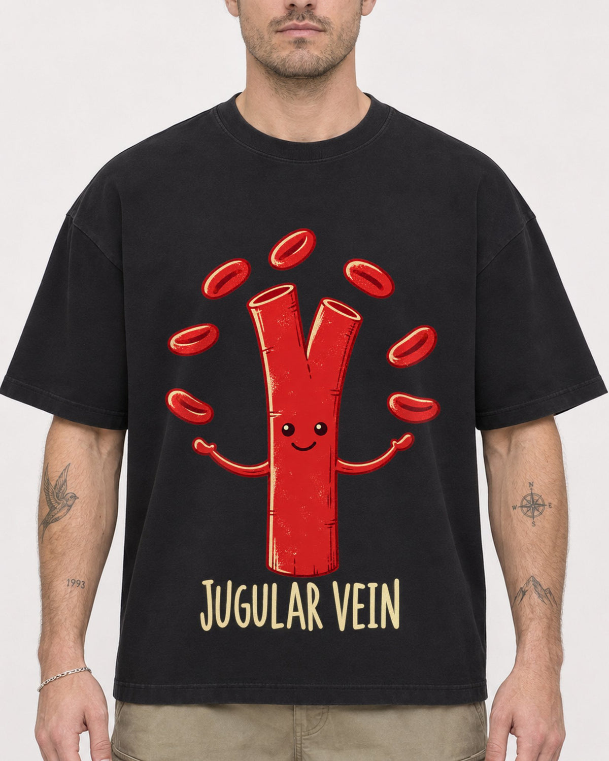 Mockup Boxy Heavyweight Tee Black male close-up 48
