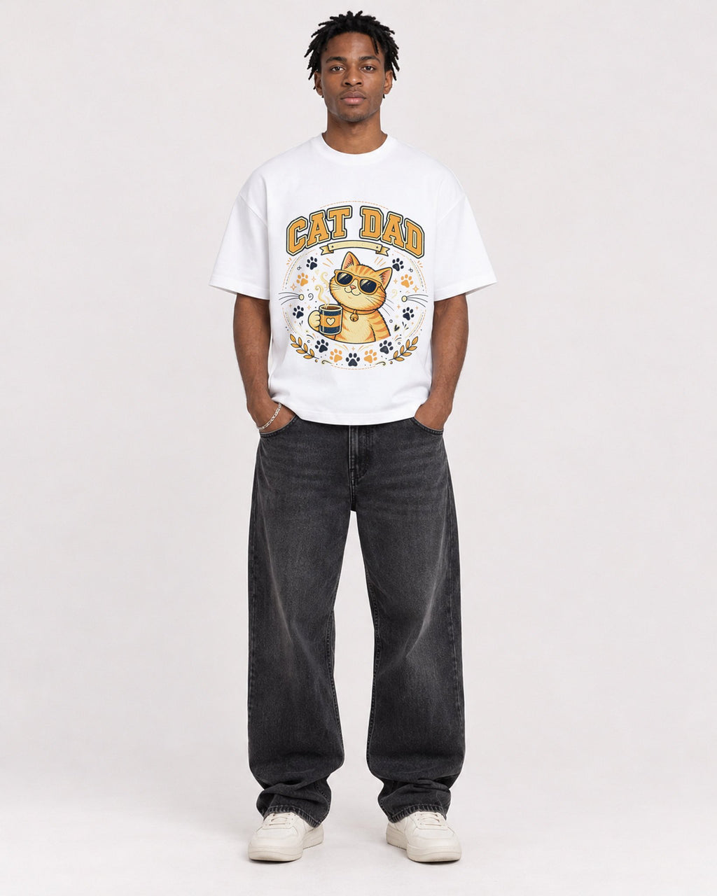 Mockup Boxy Heavyweight Tee White male full-body 05