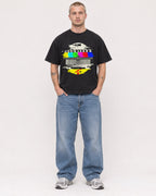 Mockup Boxy Heavyweight Tee Black male full-body 18