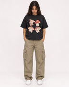 Mockup Boxy Heavyweight Tee Black female full-body 06
