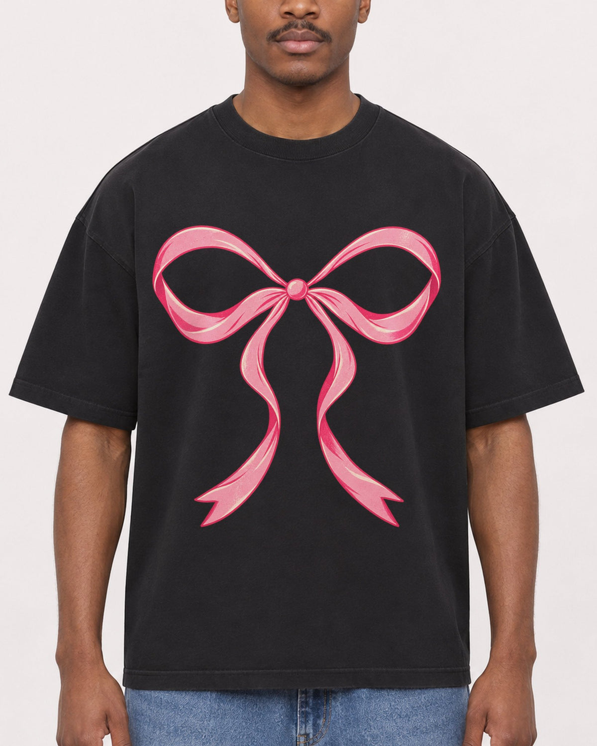 Mockup Boxy Heavyweight Tee Black male close-up 14