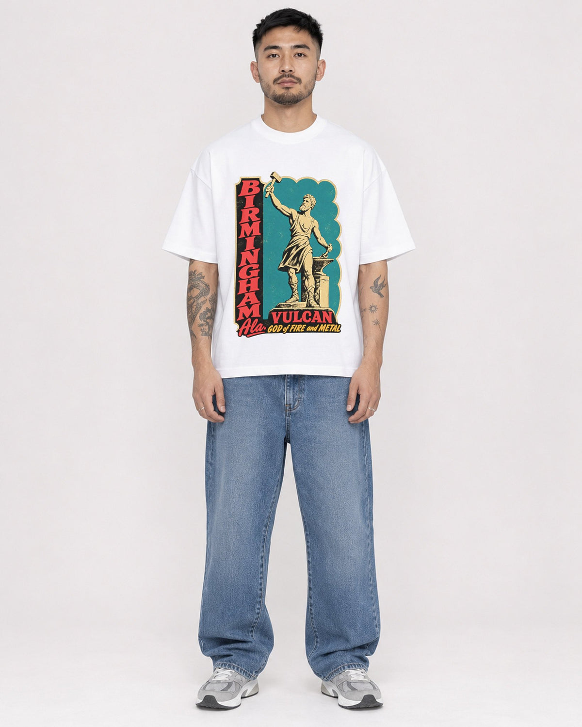 Mockup Boxy Heavyweight Tee White male full-body 12