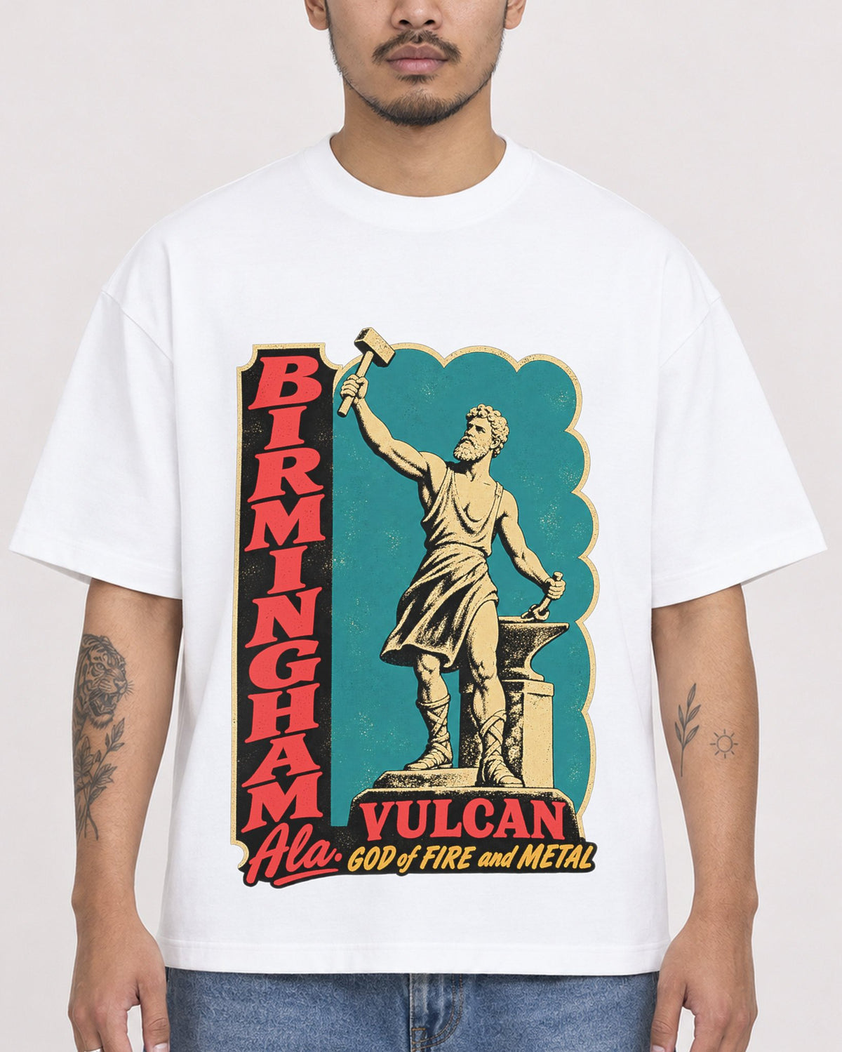 Mockup Boxy Heavyweight Tee White male close-up 12