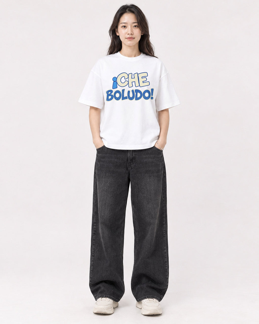 Mockup Boxy Heavyweight Tee White female full-body 03