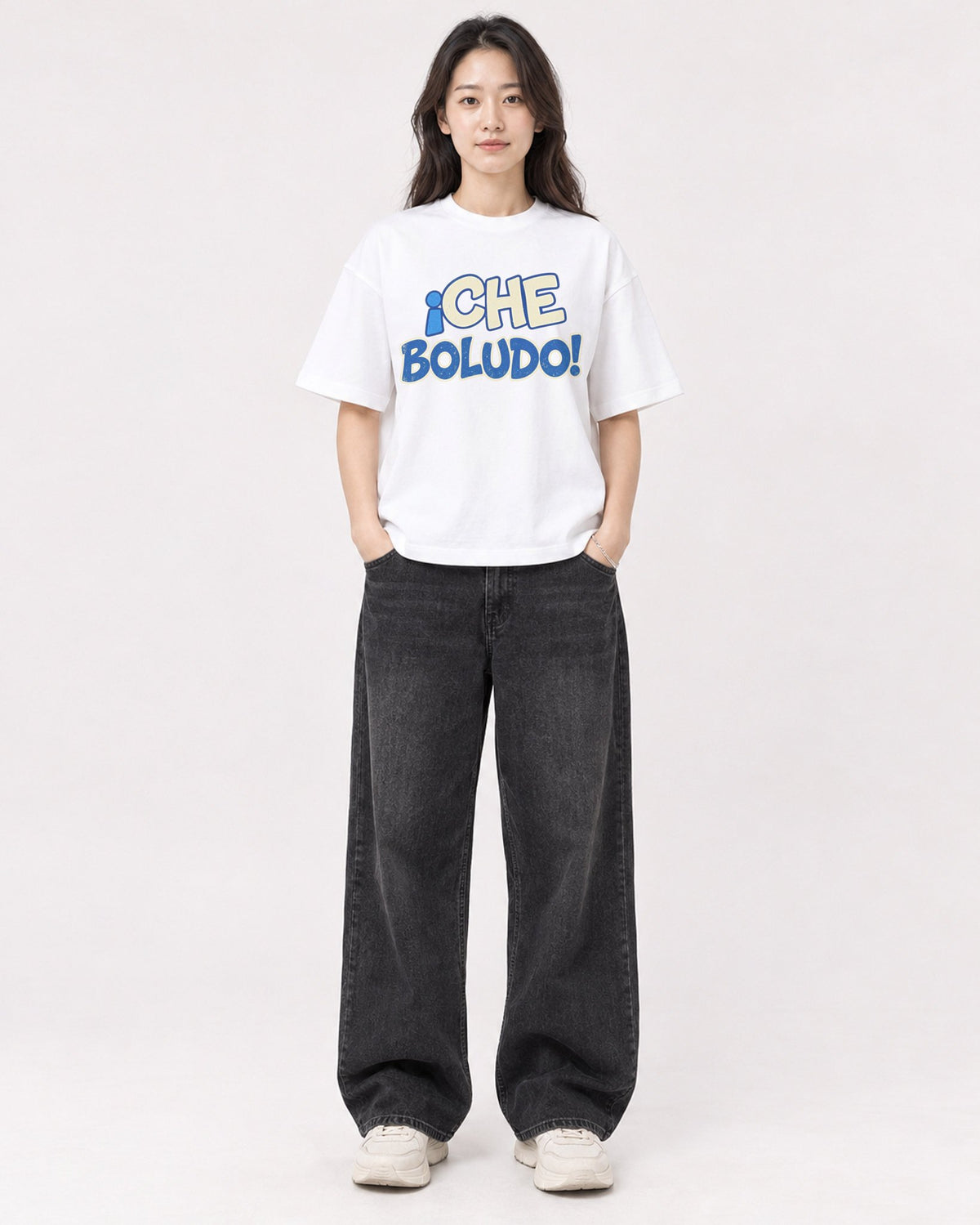 Mockup Boxy Heavyweight Tee White female full-body 03