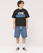 Mockup Boxy Heavyweight Tee Black male full-body 03