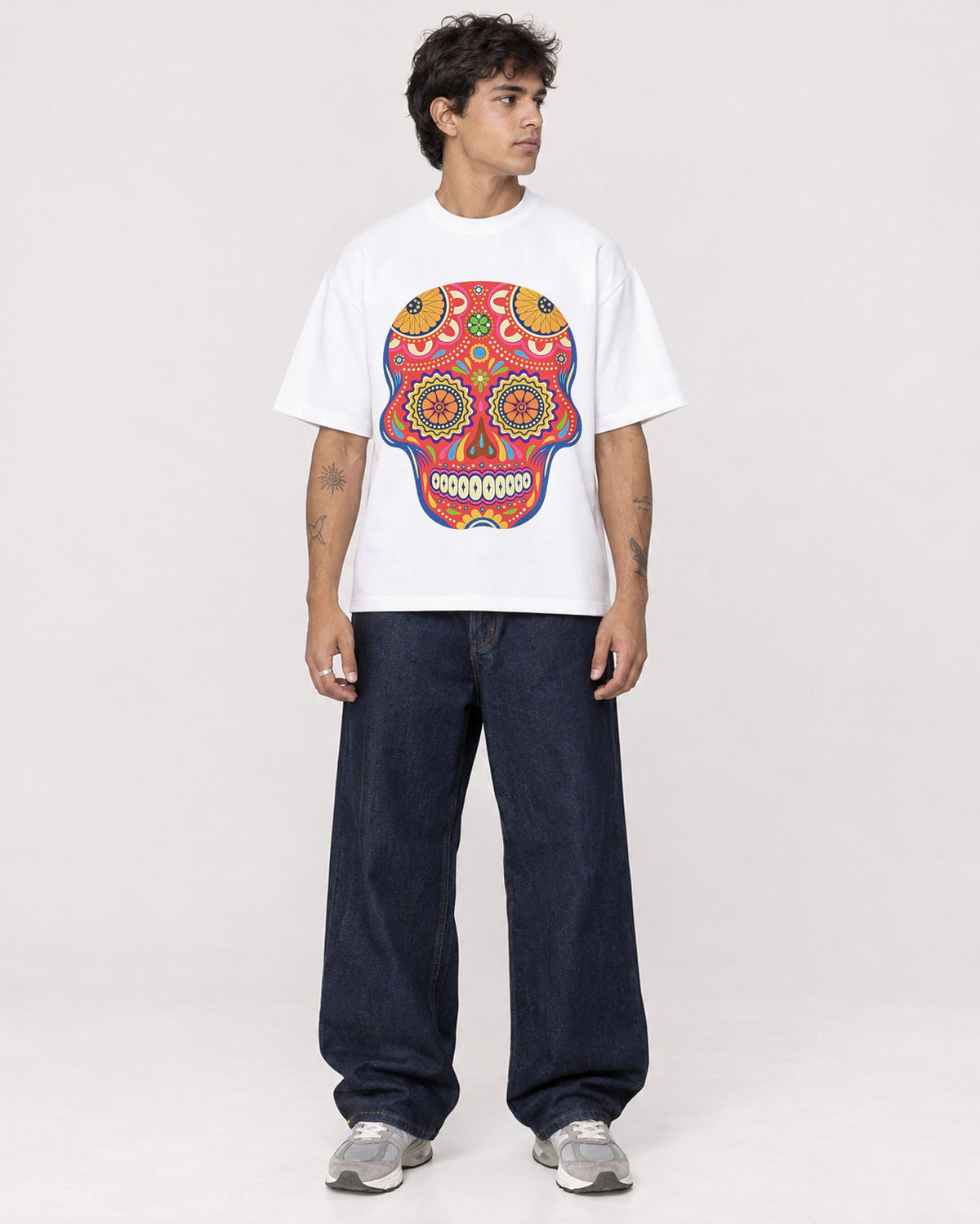 Mockup Boxy Heavyweight Tee White male full-body 06