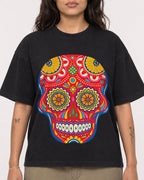 Mockup Boxy Heavyweight Tee Black female close-up 06