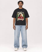 Mockup Boxy Heavyweight Tee Black male full-body 05