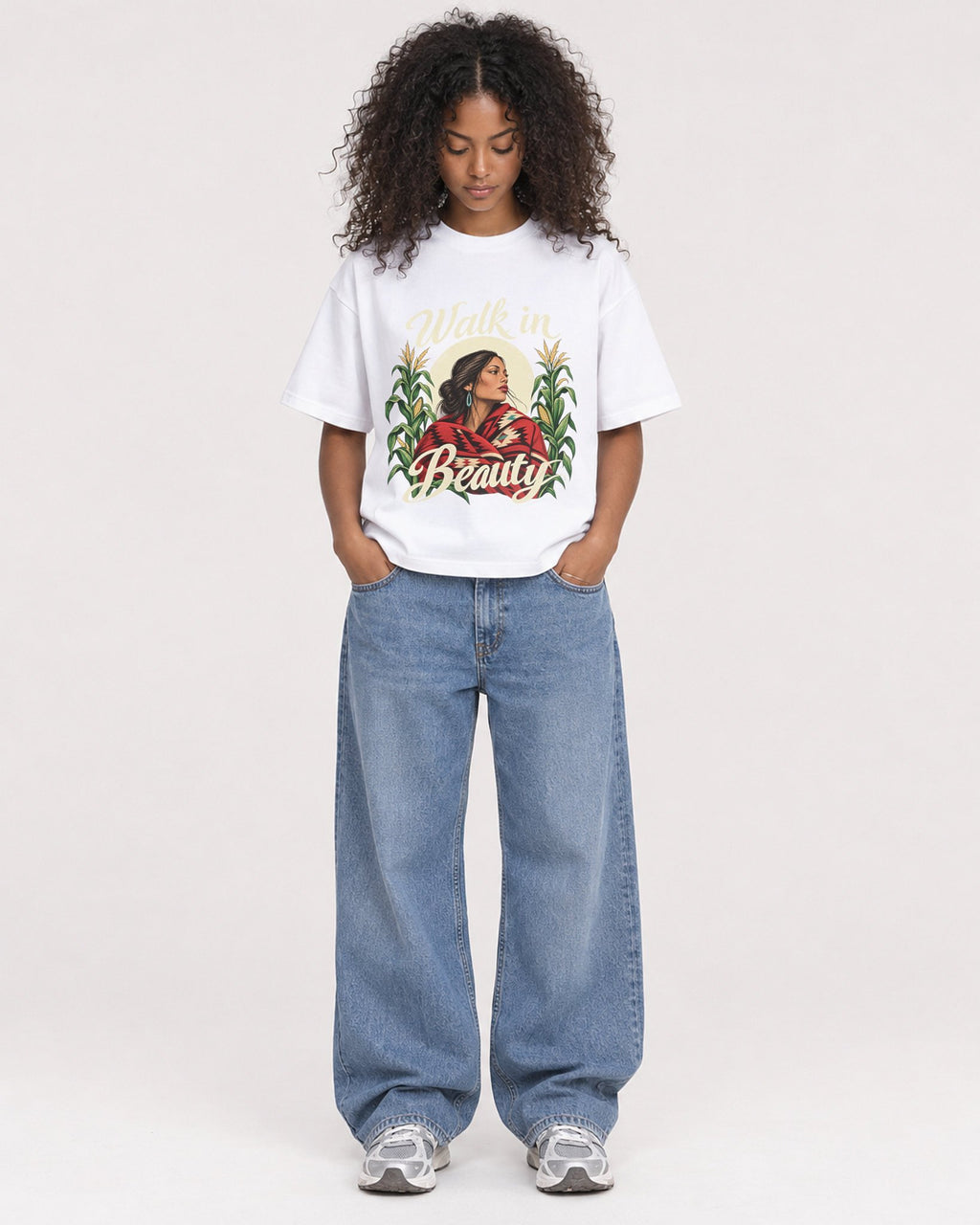 Mockup Boxy Heavyweight Tee White female full-body 05