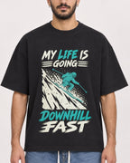Mockup Boxy Heavyweight Tee Black male close-up 07