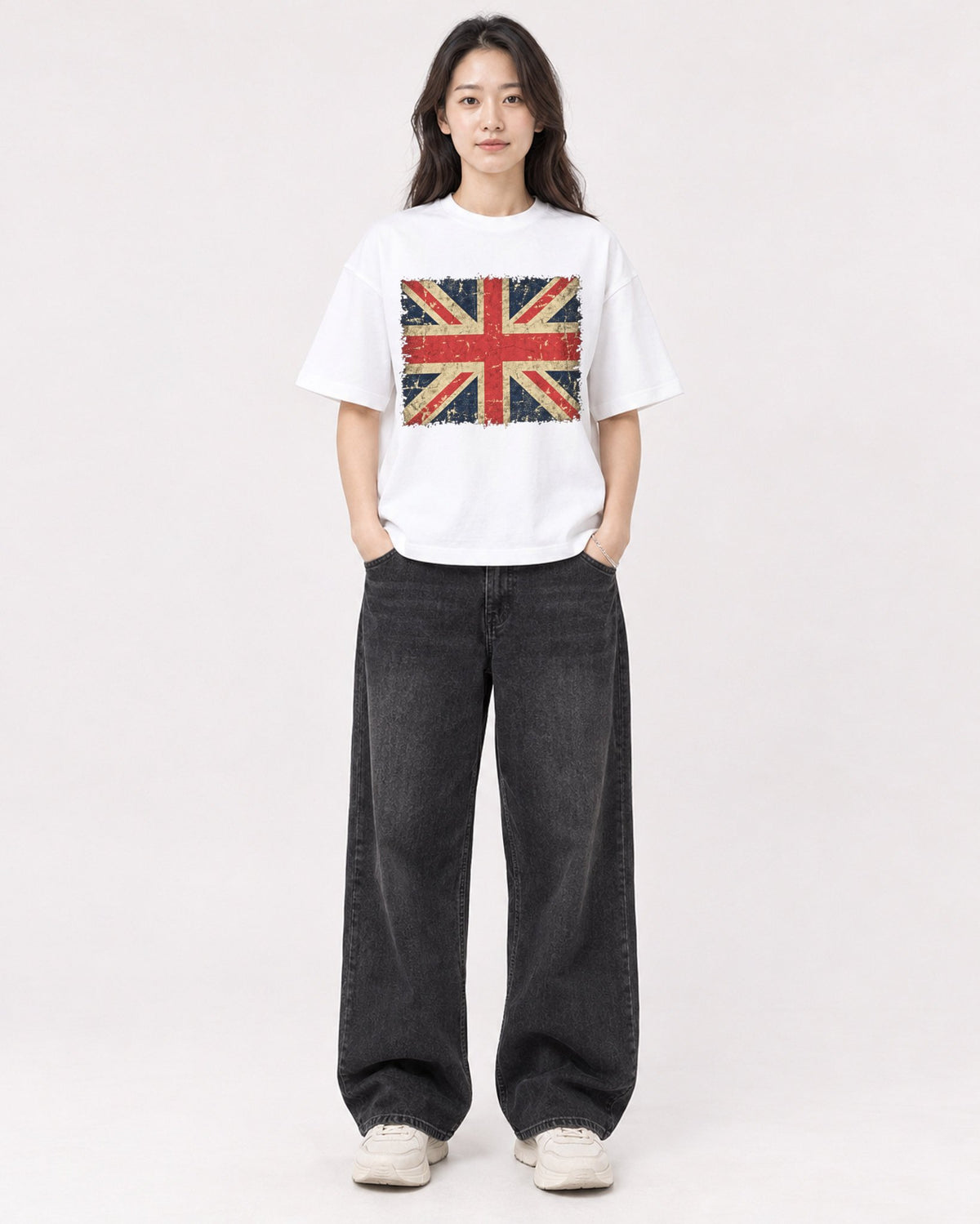 Mockup Boxy Heavyweight Tee White female full-body 03