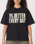 Mockup Boxy Heavyweight Tee Black female close-up 10