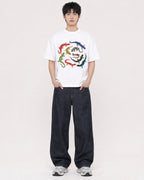 Mockup Boxy Heavyweight Tee White male full-body 01