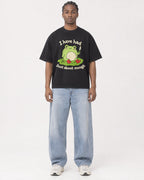 Mockup Boxy Heavyweight Tee Black male full-body 25