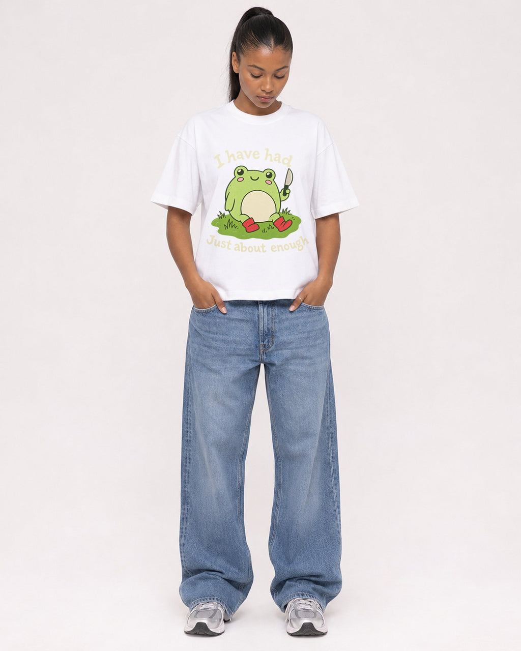 Mockup Boxy Heavyweight Tee White female full-body 25