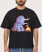 Mockup Boxy Heavyweight Tee Black male close-up 47