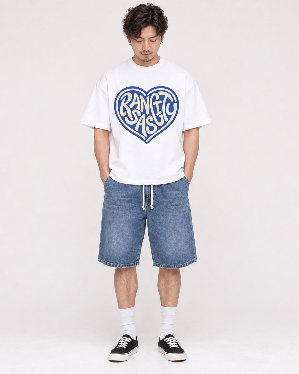 Mockup Boxy Heavyweight Tee White male full-body 03