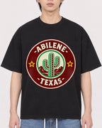 Mockup Boxy Heavyweight Tee Black male close-up 11