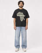 Mockup Boxy Heavyweight Tee Black male full-body 17