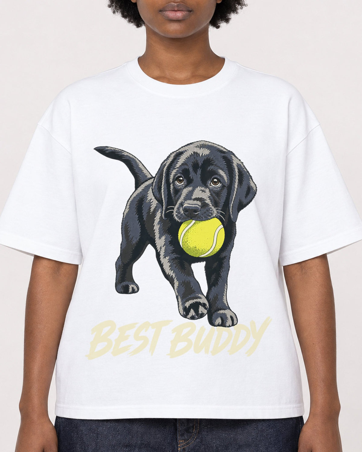 Mockup Boxy Heavyweight Tee White female close-up 14