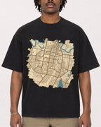Mockup Boxy Heavyweight Tee Black male close-up 04