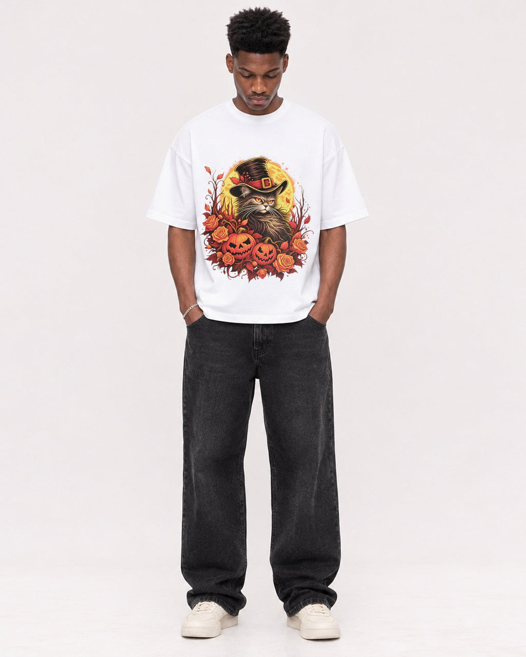 Mockup Boxy Heavyweight Tee White male full-body 15