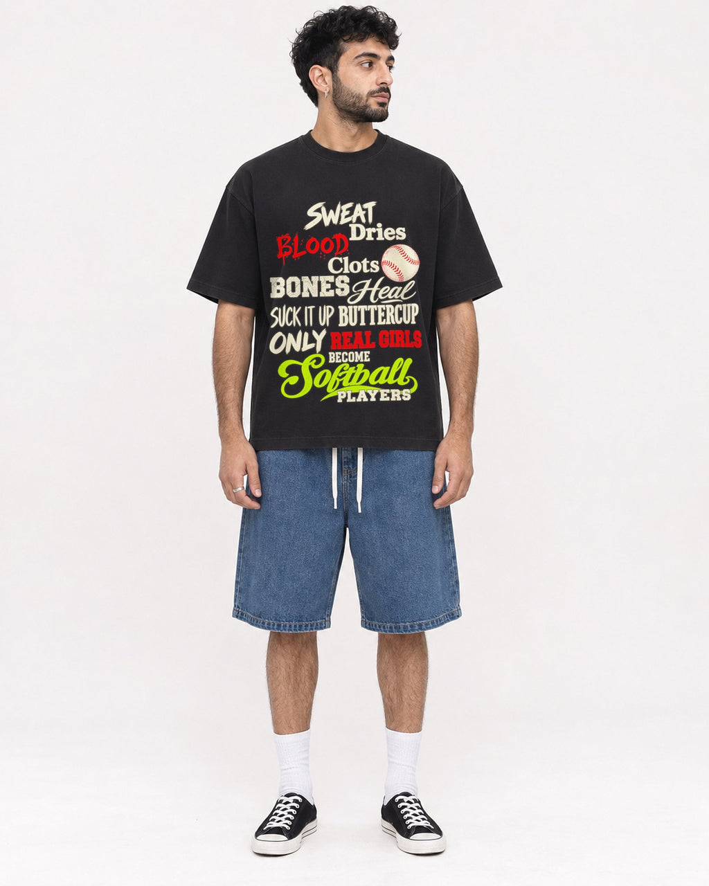 Mockup Boxy Heavyweight Tee Black male full-body 07