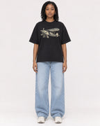 Mockup Boxy Heavyweight Tee Black female full-body 15
