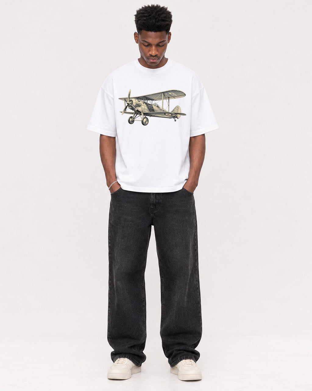 Mockup Boxy Heavyweight Tee White male full-body 15