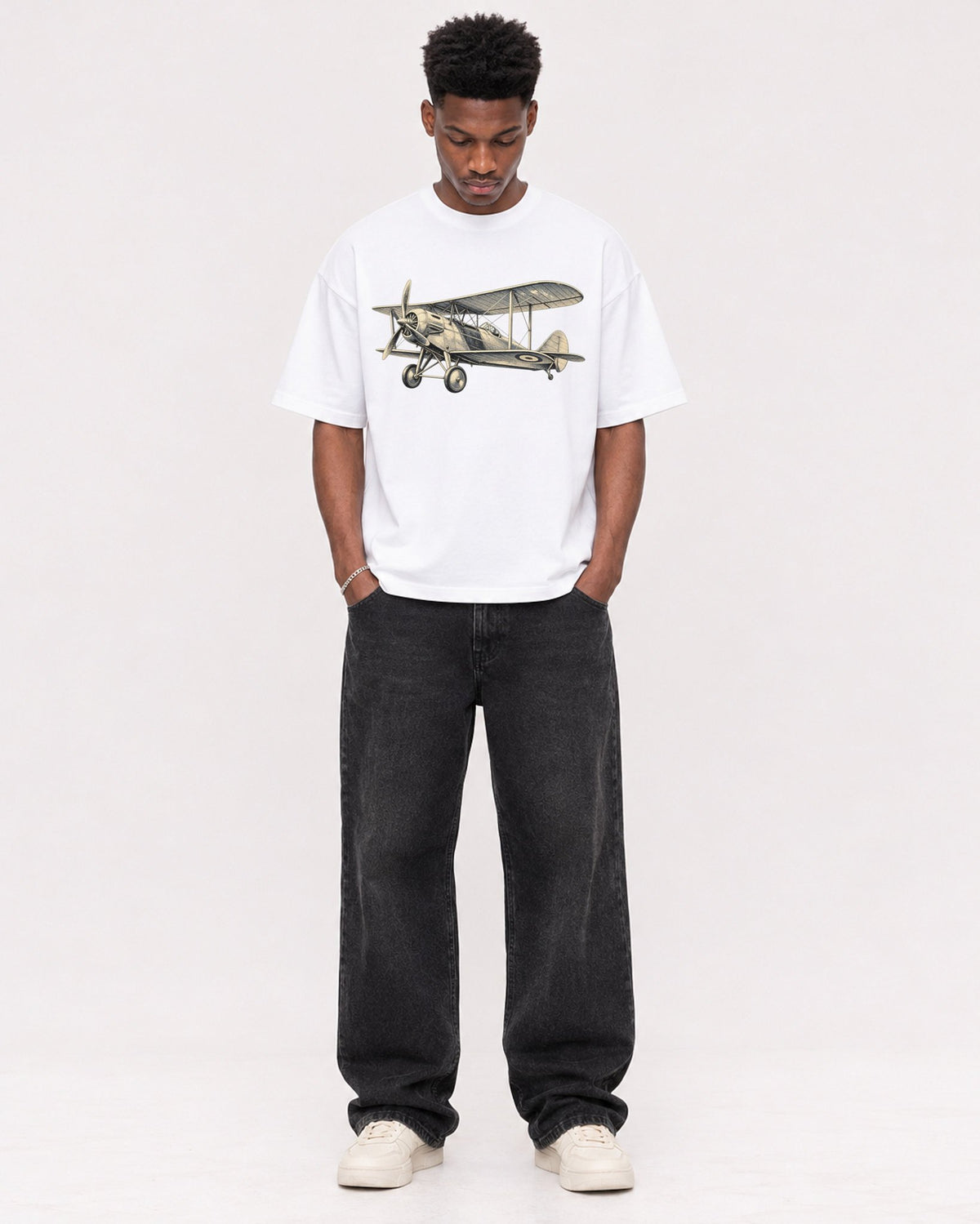 Mockup Boxy Heavyweight Tee White male full-body 15