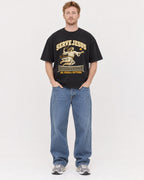 Mockup Boxy Heavyweight Tee Black male full-body 38