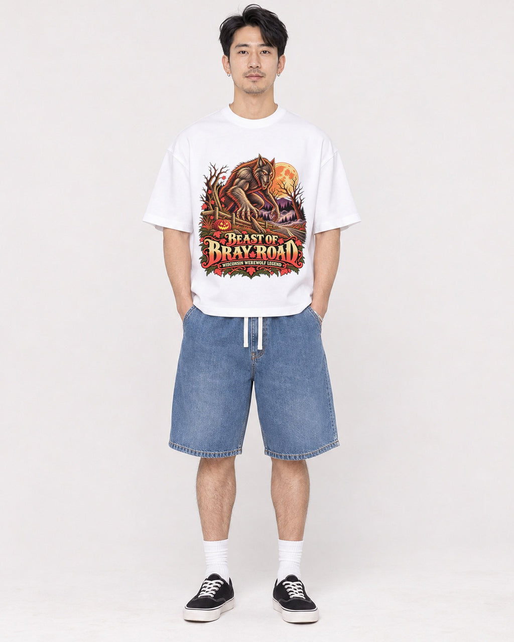 Mockup Boxy Heavyweight Tee White male full-body 13