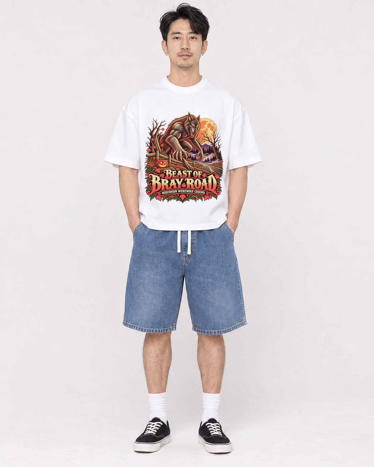 Mockup Boxy Heavyweight Tee White male full-body 13