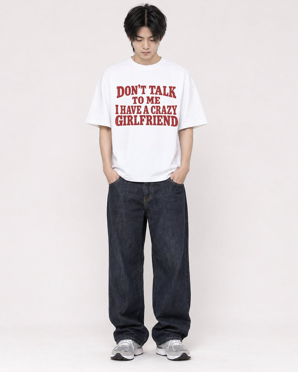 Mockup Boxy Heavyweight Tee White male full-body 11