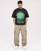 Mockup Boxy Heavyweight Tee Black male full-body 12